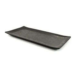 Black Melamine Rectangle Serving Plate, 30x15cm