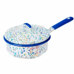Blue Dot Enamel Saute Pan with Lid, 16cm