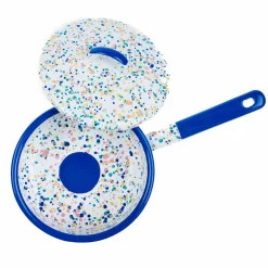 Blue Dot Enamel Saute Pan with Lid, 16cm