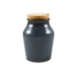 Blue Glaze Salt Pot with Cork Lid