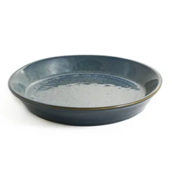 Blue Glaze Wide Shallow Bowl