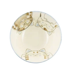 Blue Lucky Cat Japanese Noodle Bowl, 15cm