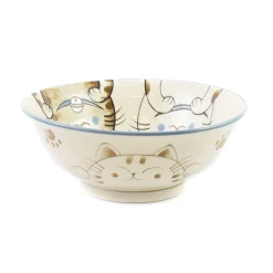 Blue Lucky Cat Japanese Ramen Bowl, 21cm