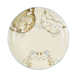 Blue Lucky Cat Japanese Side Plate, 19.5cm