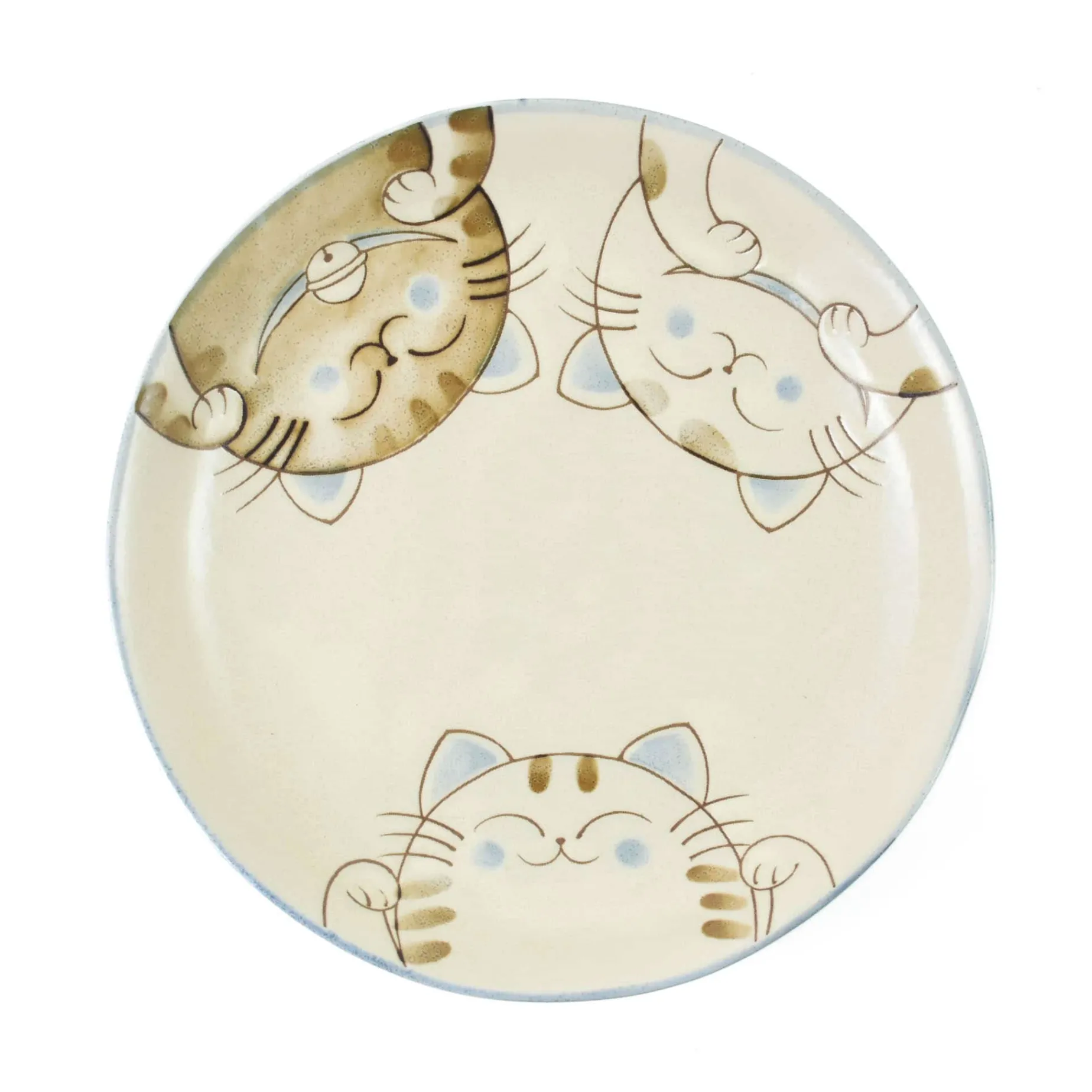 Blue Lucky Cat Japanese Side Plate, 19.5cm
