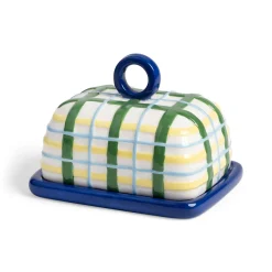 Blue Plaid Butter Dish