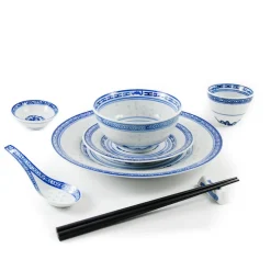Blue Rice Pattern Sauce Dish, 7 cm