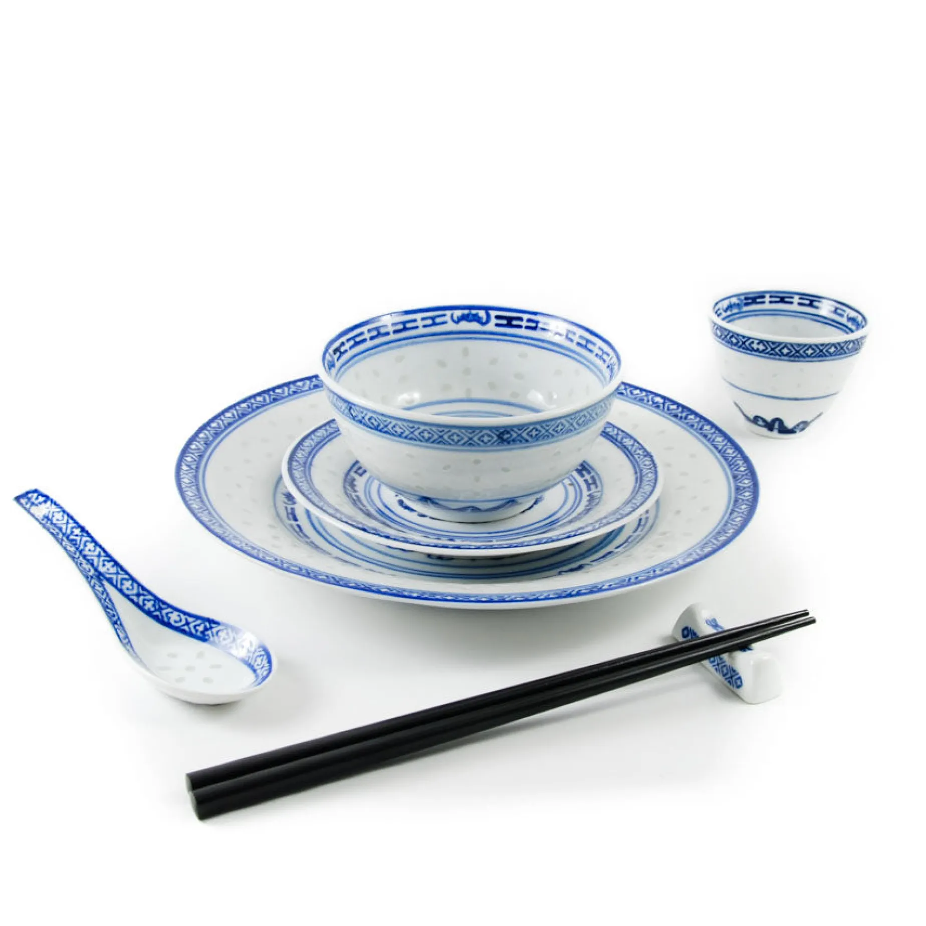 Blue Rice Pattern Serving Bowl, 20.3cm