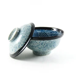Blue Wave Covered Bowl, 15.7cm