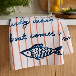 Catch of the Day Stripe Tea Towel