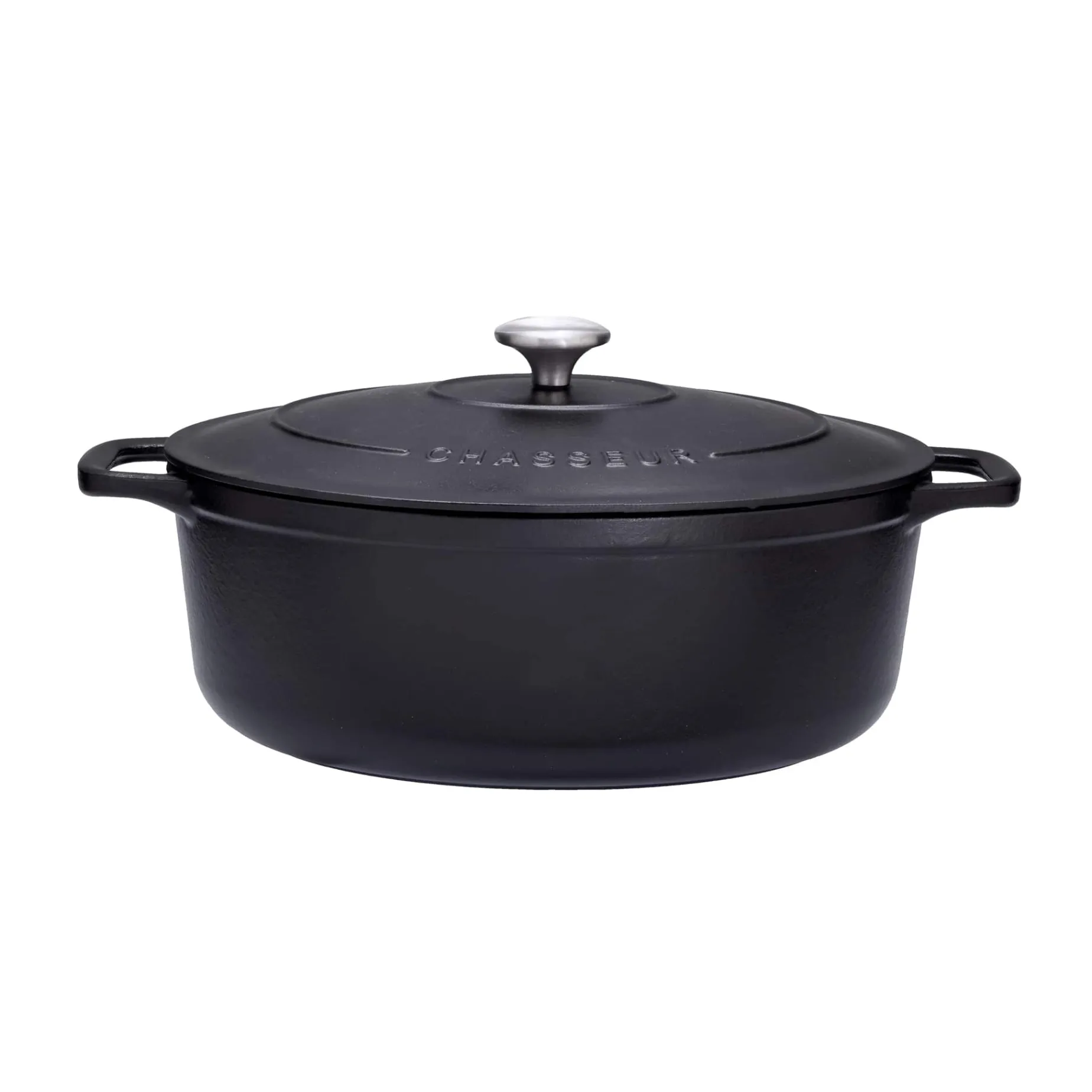 Chasseur Black Cast Iron Oval Dutch Oven, 29cm