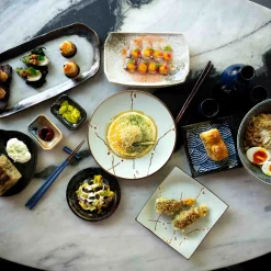 Chouseki Blue Gold Sauce Dish, 9cm x 6.5cm x 2.5cm high