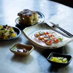 Chouseki Blue Gold Sauce Dish, 9cm x 6.5cm x 2.5cm high