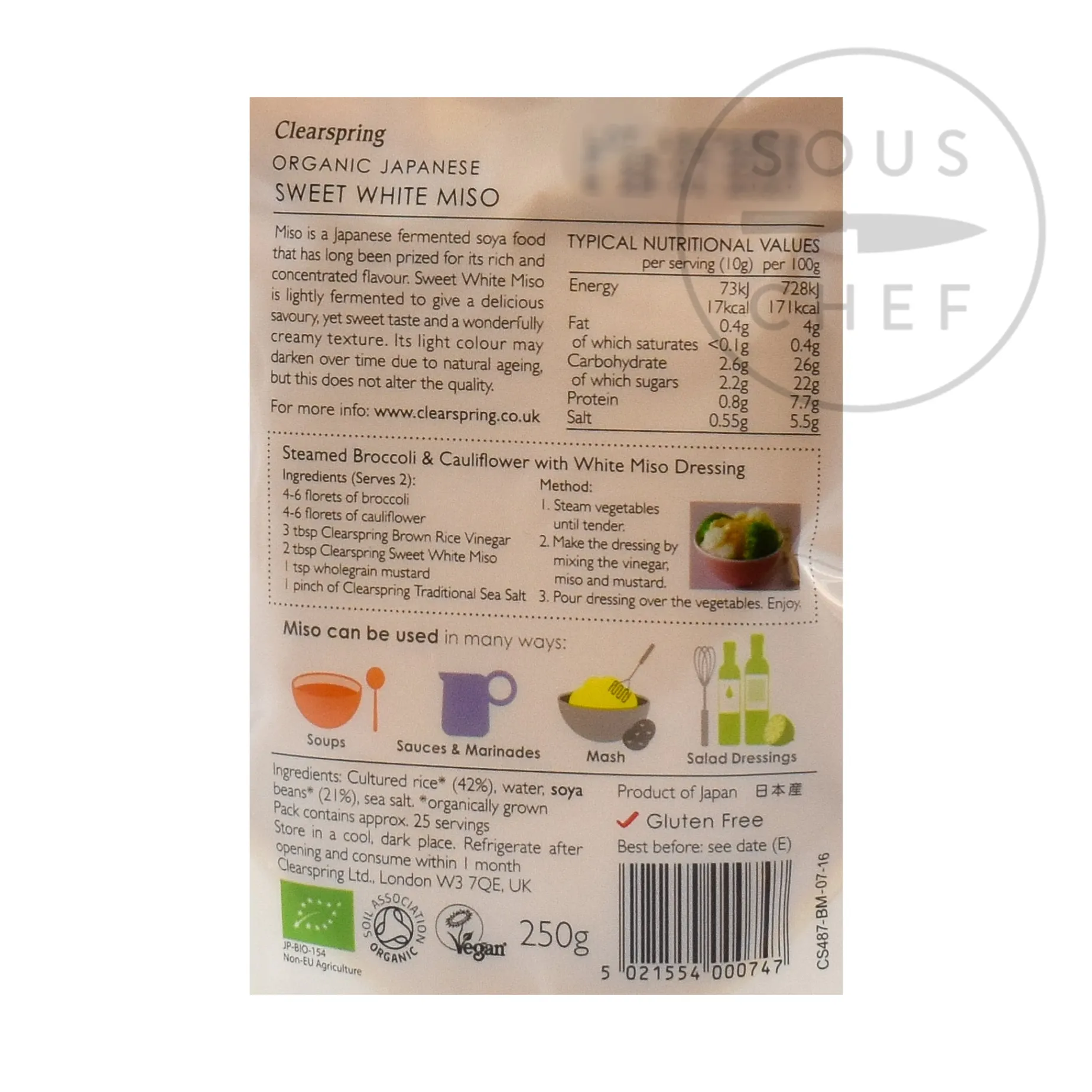 Clearspring Organic Sweet White Miso, 250g