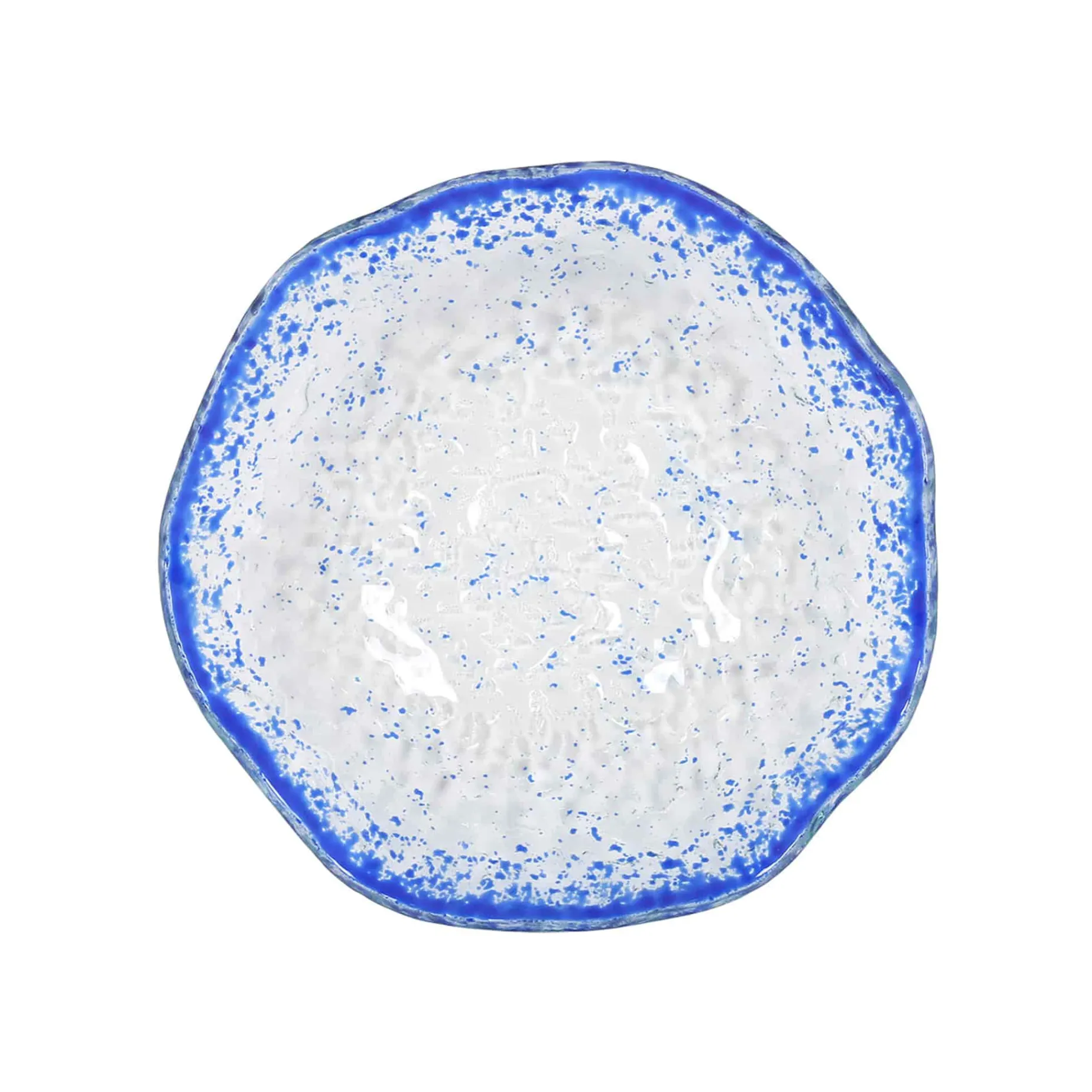 Cobalt Blue Rim Glass Bowl, 17.5cm