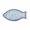 Cobalt Blue Rim Glass Fish Serving Platter, 31x16cm