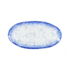 Cobalt Blue Rim Glass Serving Tray, 26x14cm