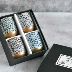 Colourful Japanese Flower Tea Cup Set