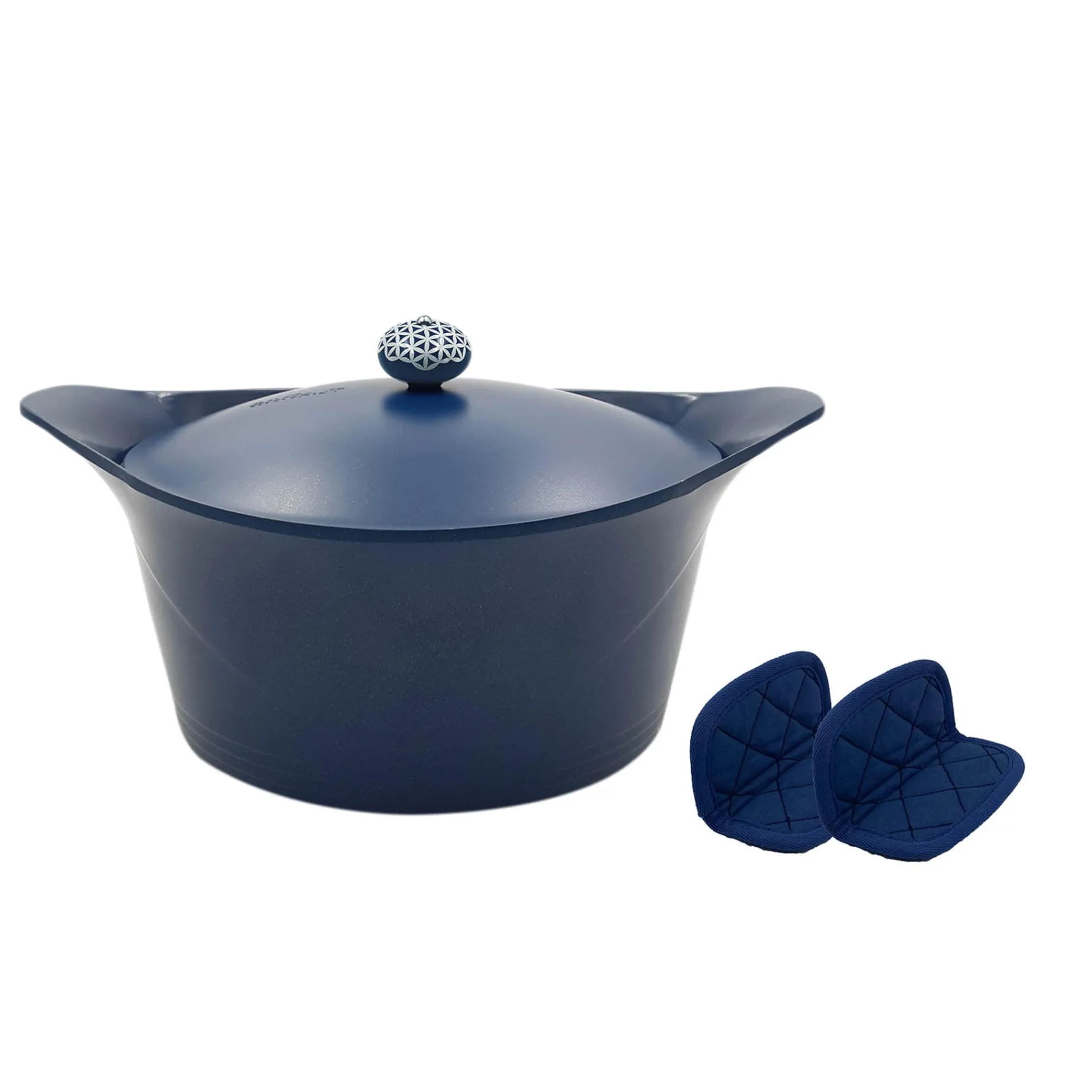 Cookut Lightweight Non-Stick Dutch Oven with Pot Holders, Blue, BPA-Free