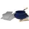 Cookut Lightweight Non-Stick 3 Piece Cookware Set with Detachable Handles, Blue, BPA-Free