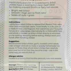 Cool Chile Co De Arbol Chillies, 20g