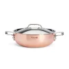De Buyer Prima Matera Copper Curved Saute Pan with Lid & Stainless Steel Handle, 28cm