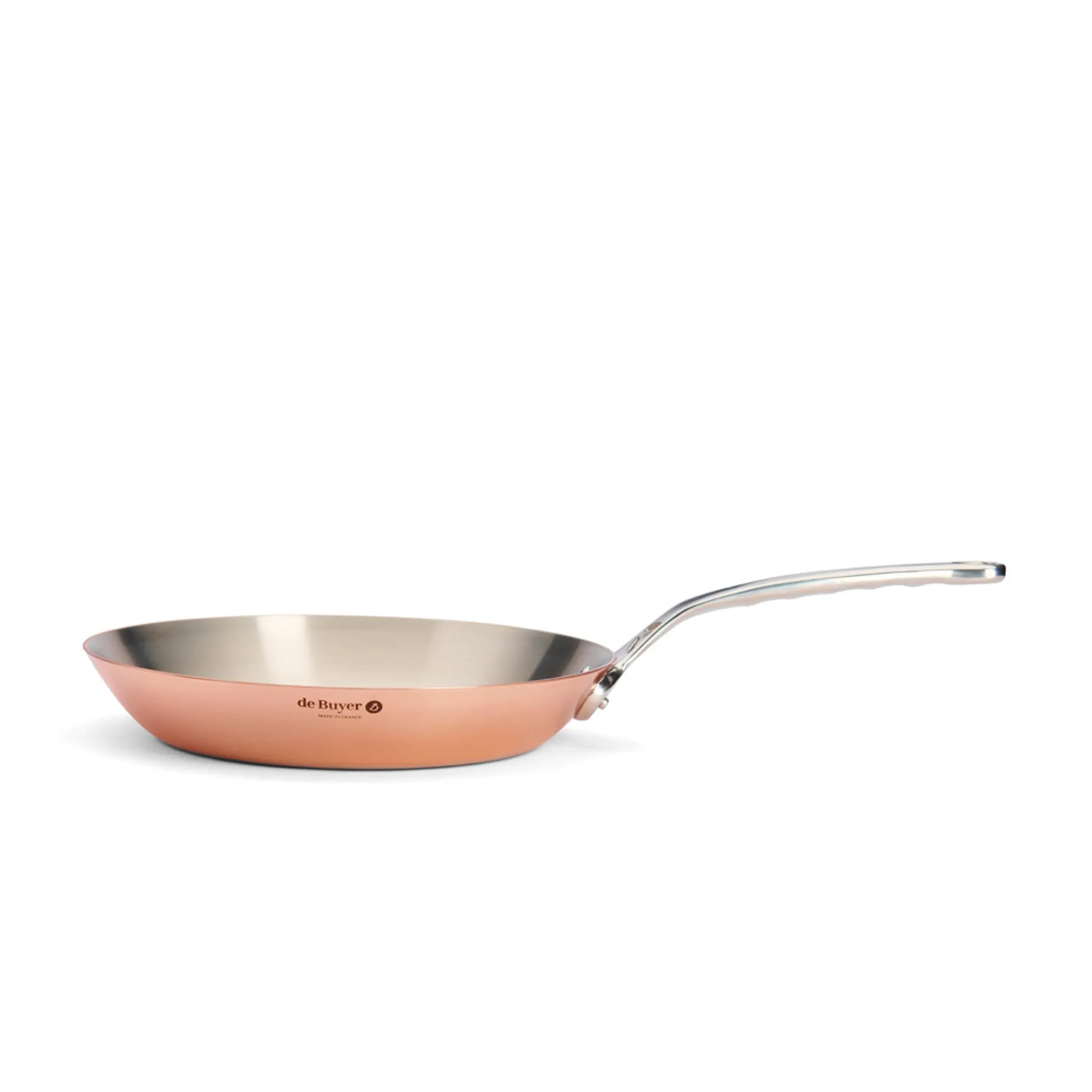 De Buyer Prima Matera Induction Copper Frying Pan with Stainless Steel Handle
