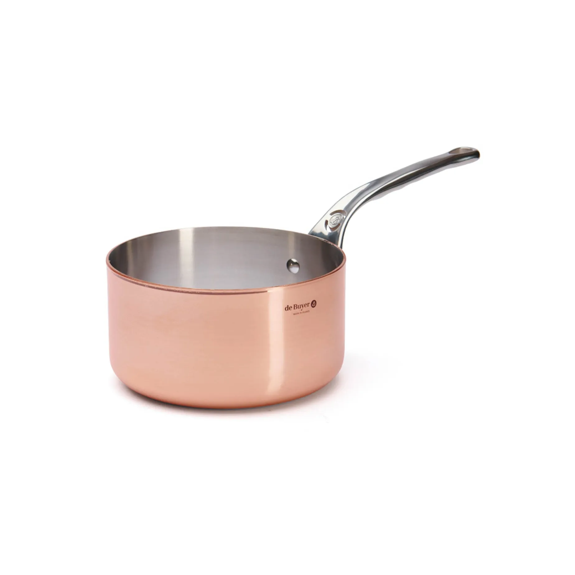 De Buyer Prima Matera Induction Copper Saucepan with Stainless Steel Handle