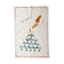 Dinette Champagne Tower Linen Tea Towel