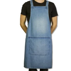 Dutchdeluxes Denim Suspender Apron in Blue