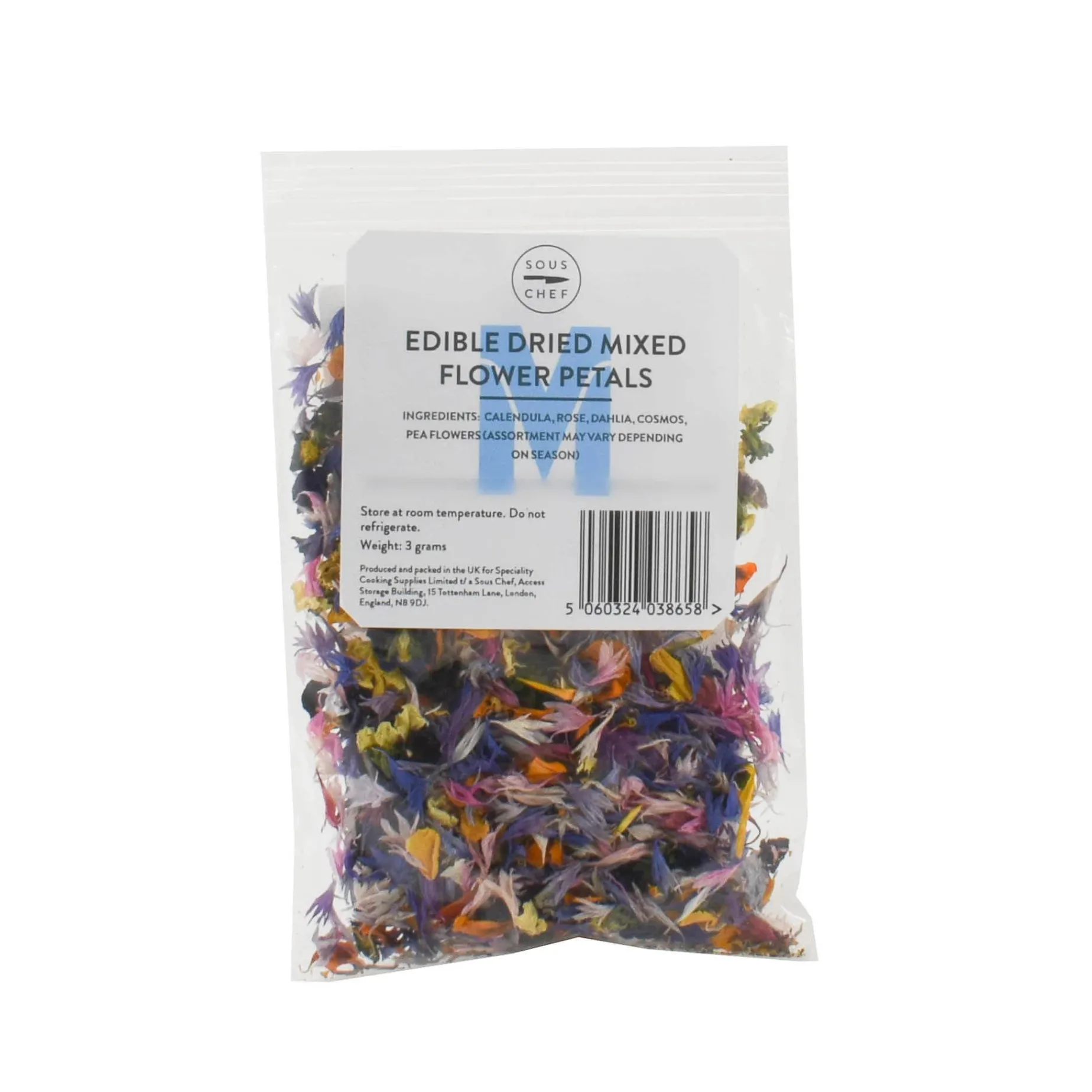 Edible Dried Mixed Flower Petals, 3g
