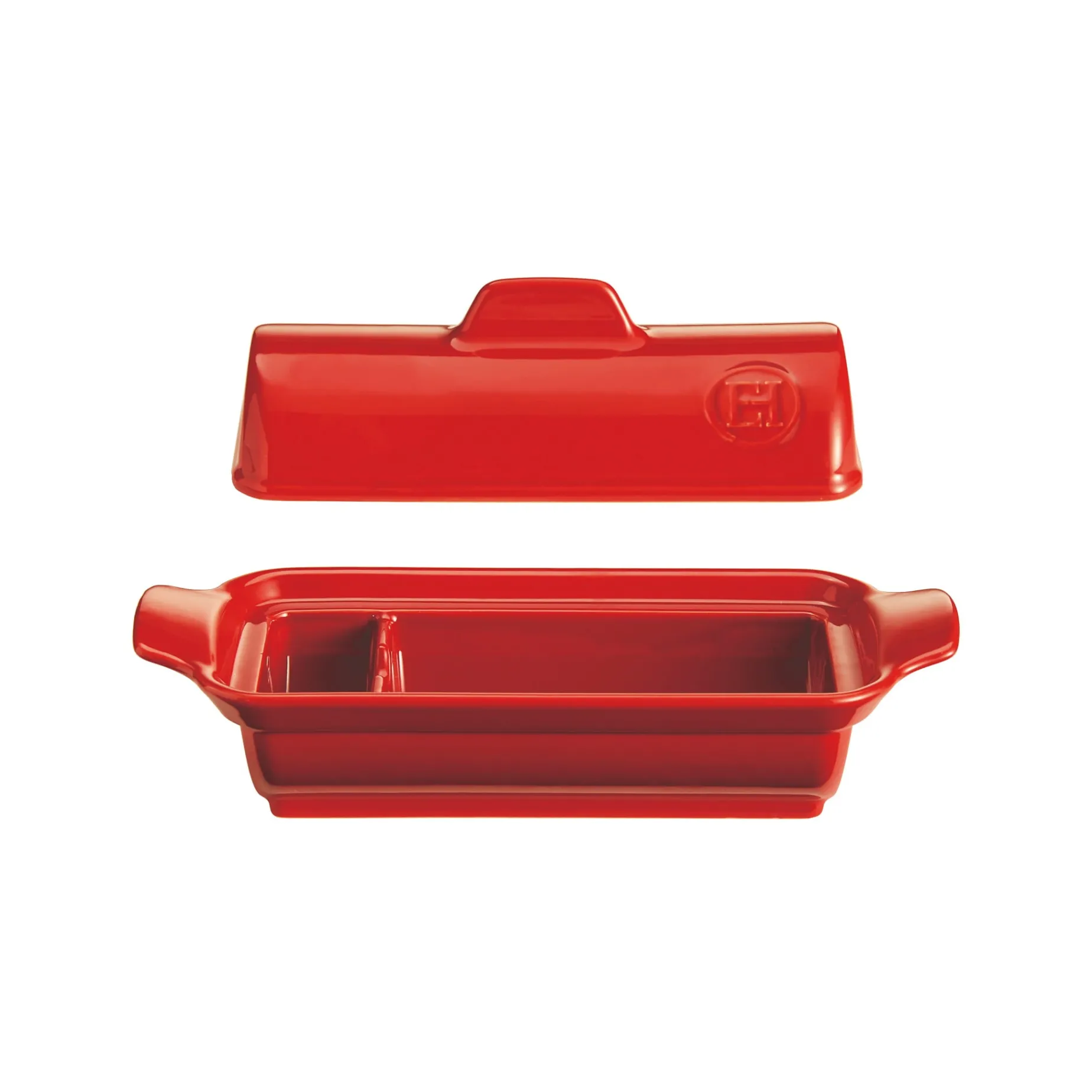 Emile Henry Red Foie Gras Medallion Dish with Lid, 24.5x10cm