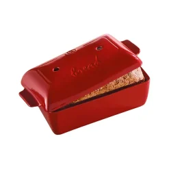 Emile Henry Red Loaf Pan with Lid, 2.2 Litre