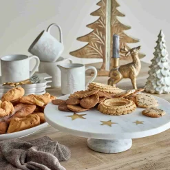 Fenya Star White Marble Cake Stand, 30cm