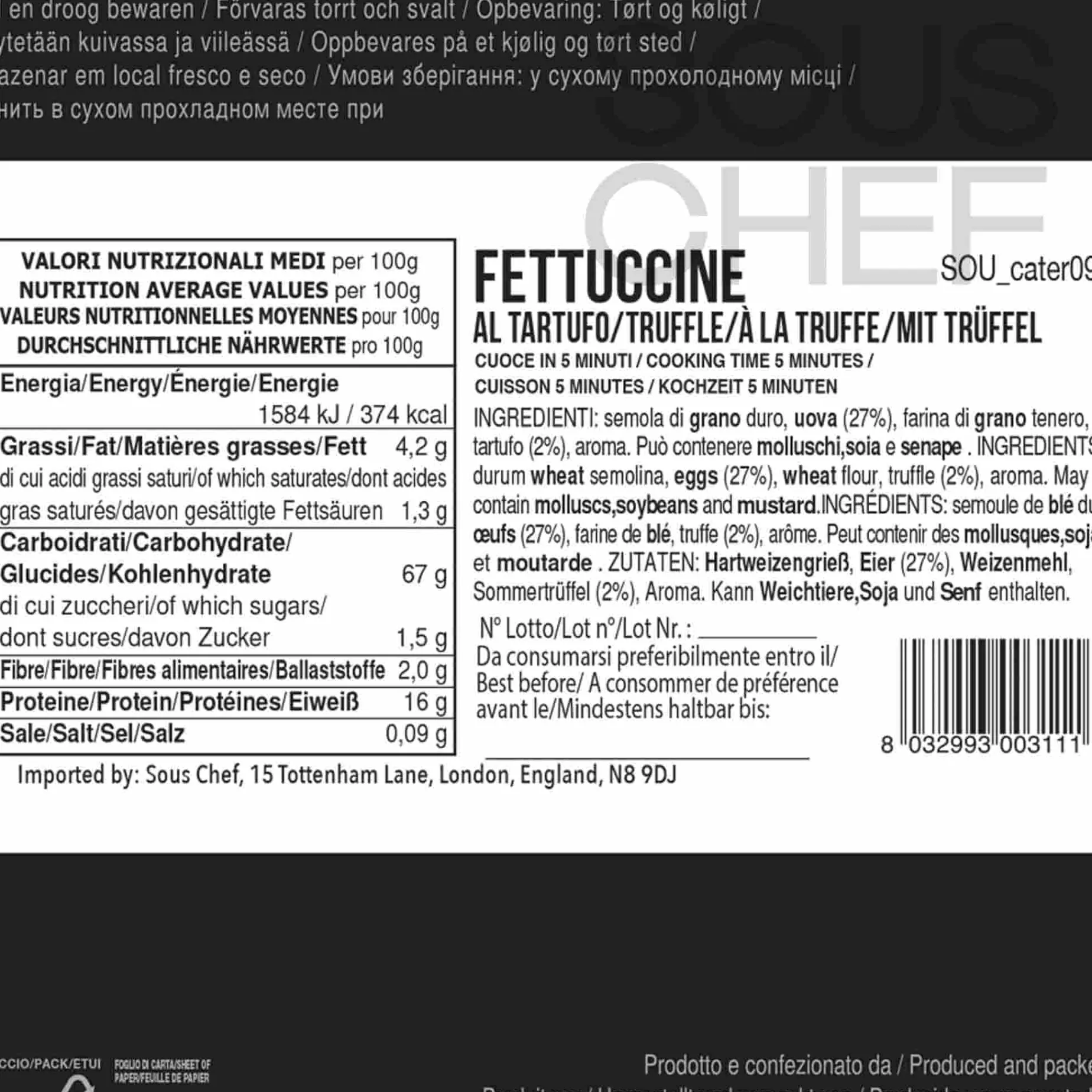 Filotea Truffle Fettuccine Pasta, 500g