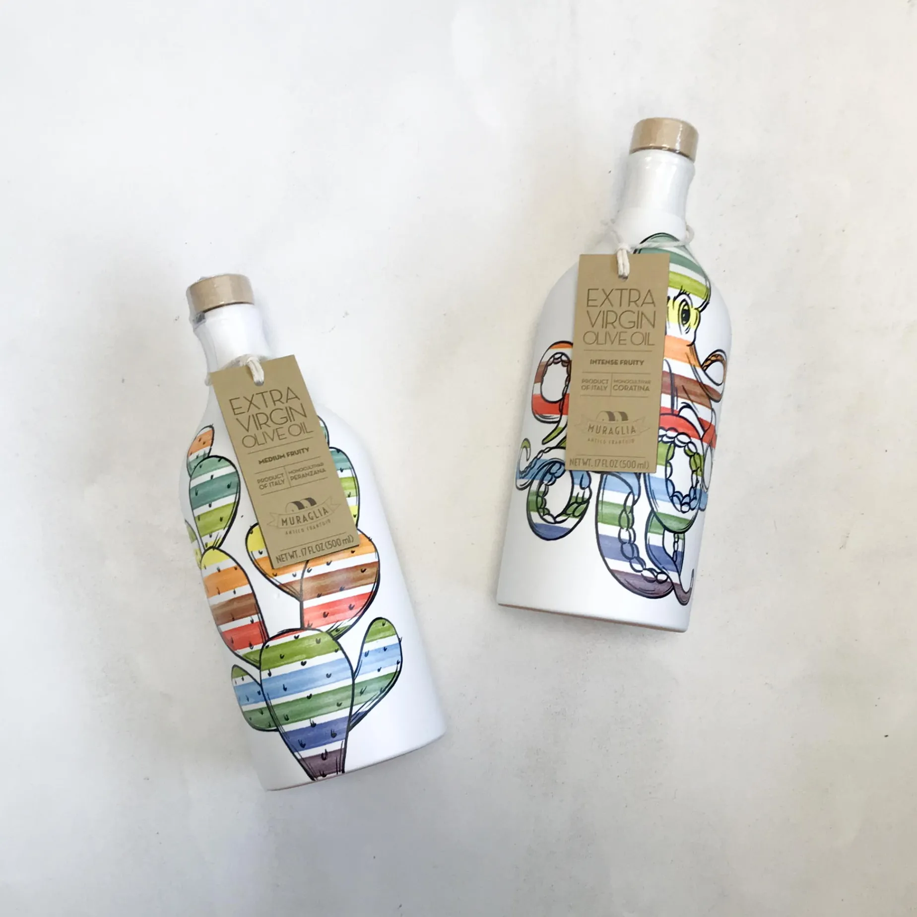 Frantoio Muraglia Intense Fruity Extra Virgin Olive Oil in Octopus Terracotta Bottle, 500ml