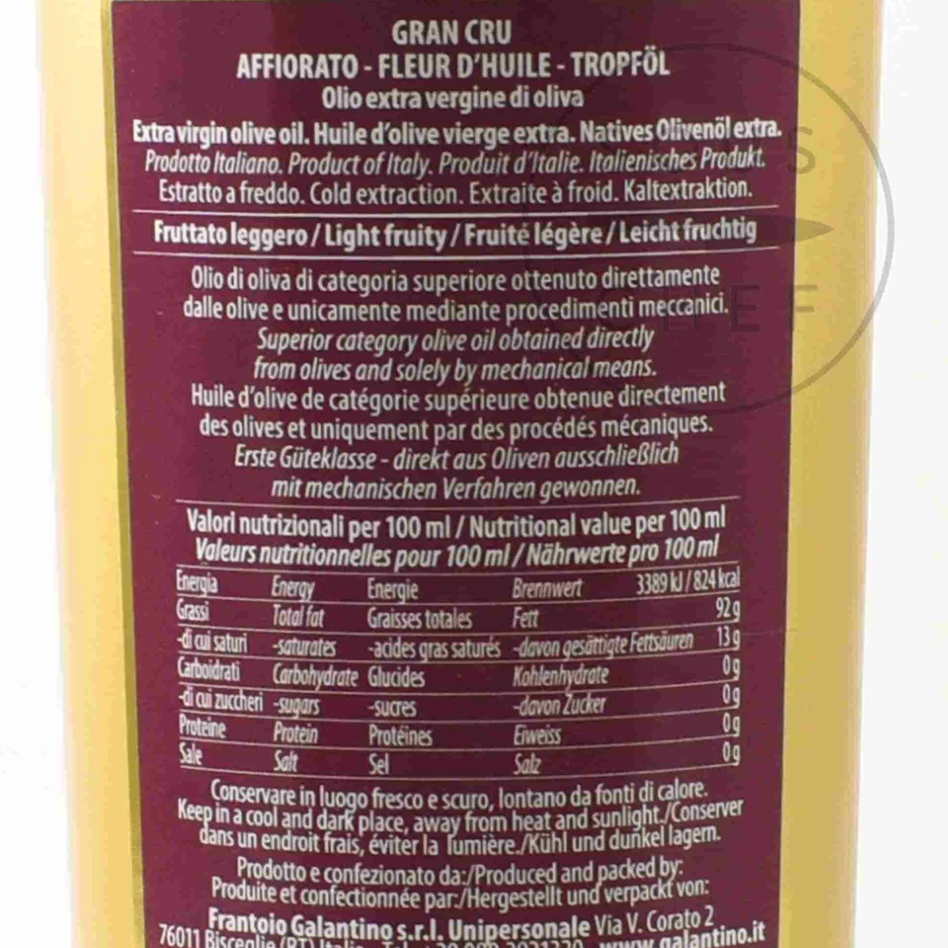 Galantino Gran Cru Affiorato Extra Virgin Olive Oil, 500ml