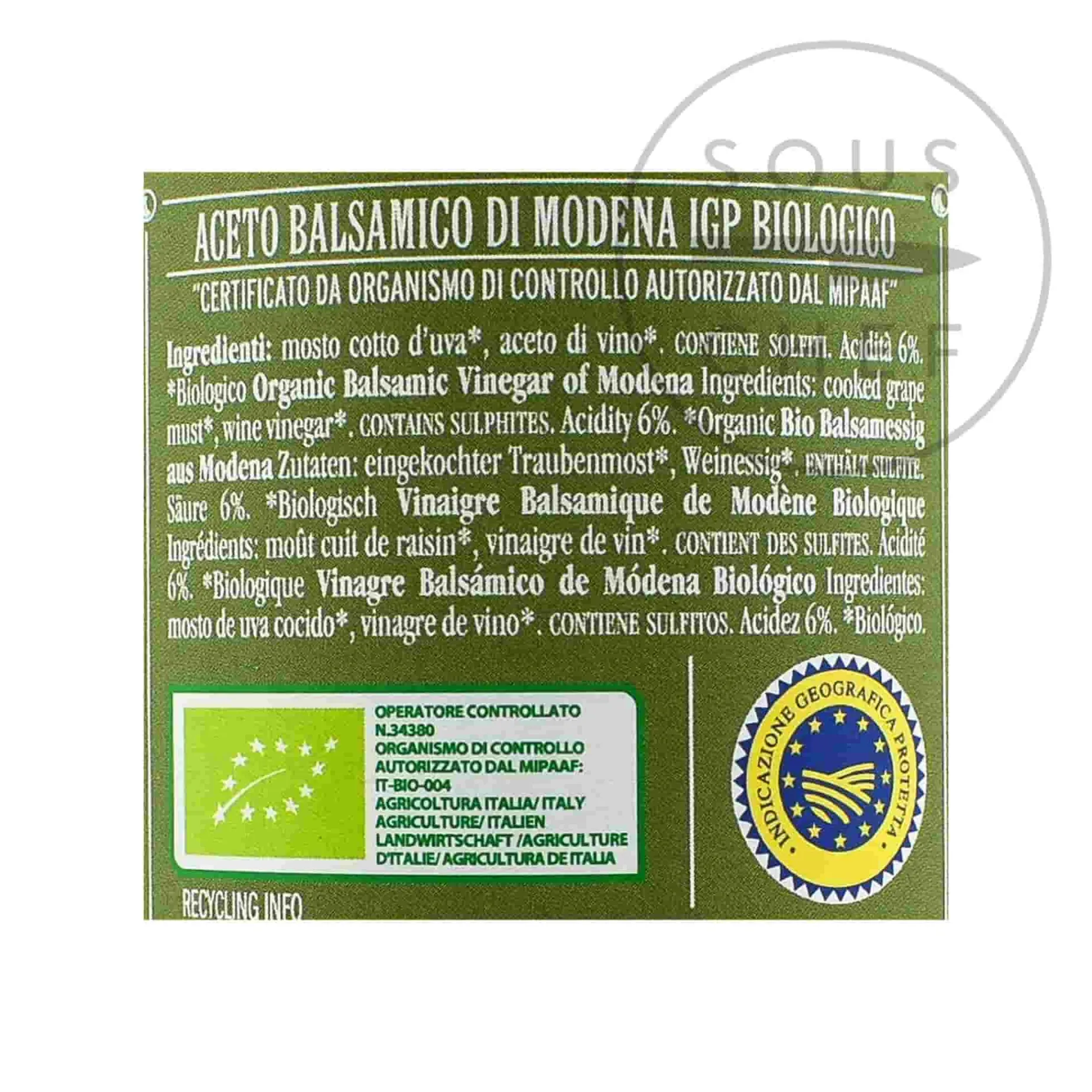 Giusti Organic 3 Gold Medal Balsamic Vinegar 12 Year Aged, 250ml