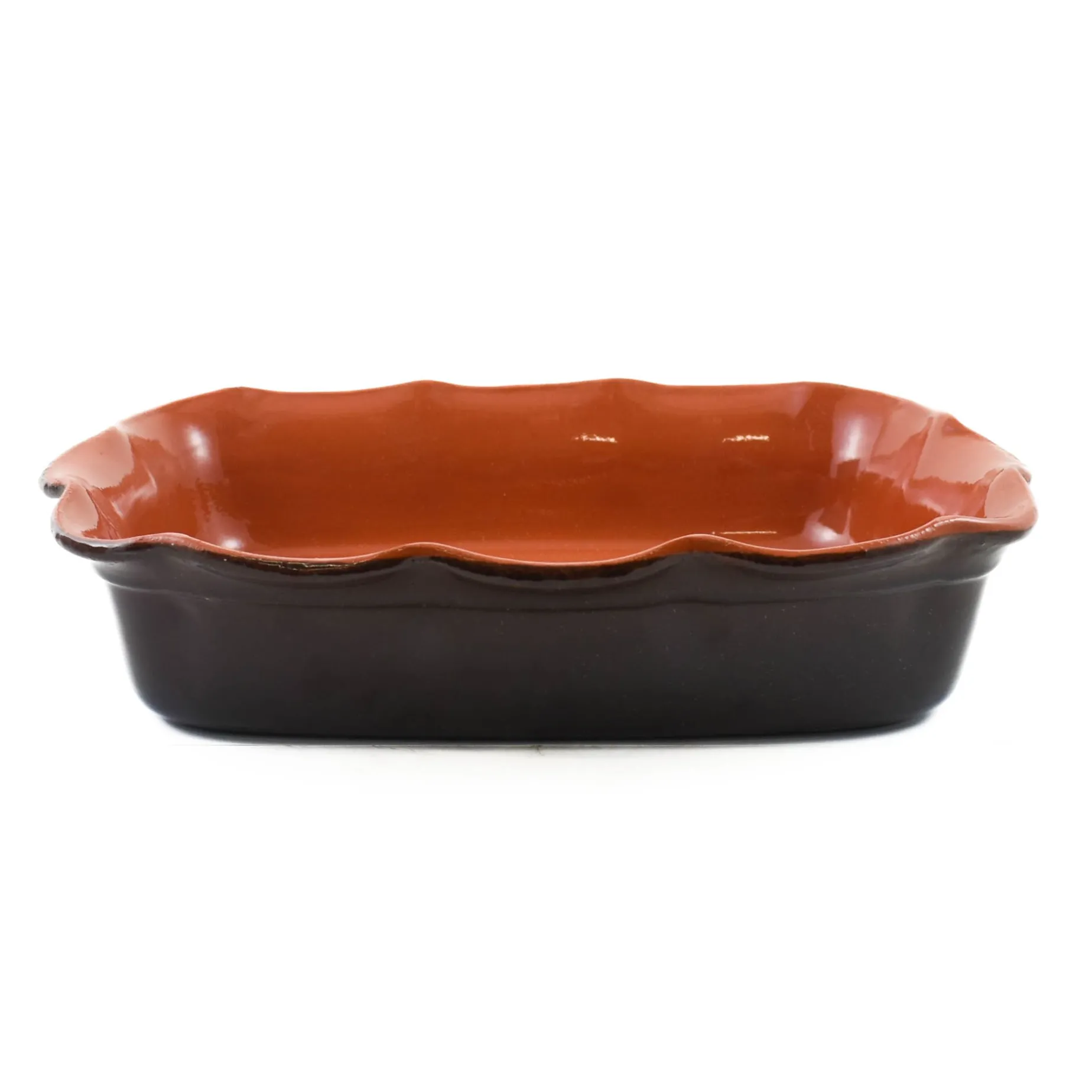 Glazed Terracotta Wavy Roasting Dish, 35cm