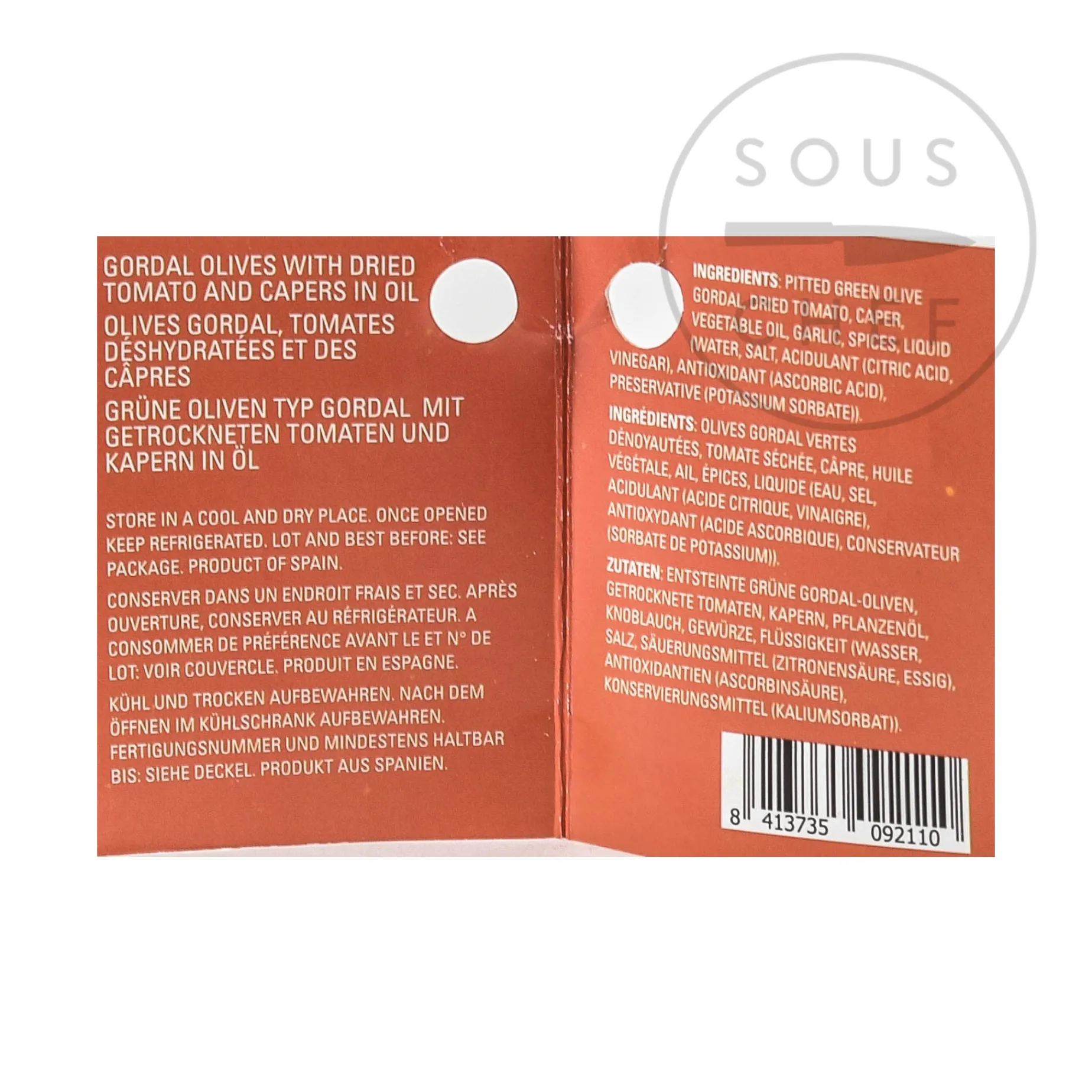 Gordal Olives with Dried Tomatoes and Capers, 580g