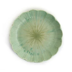 Green Scalloped Japanese Small Plate, 16cm