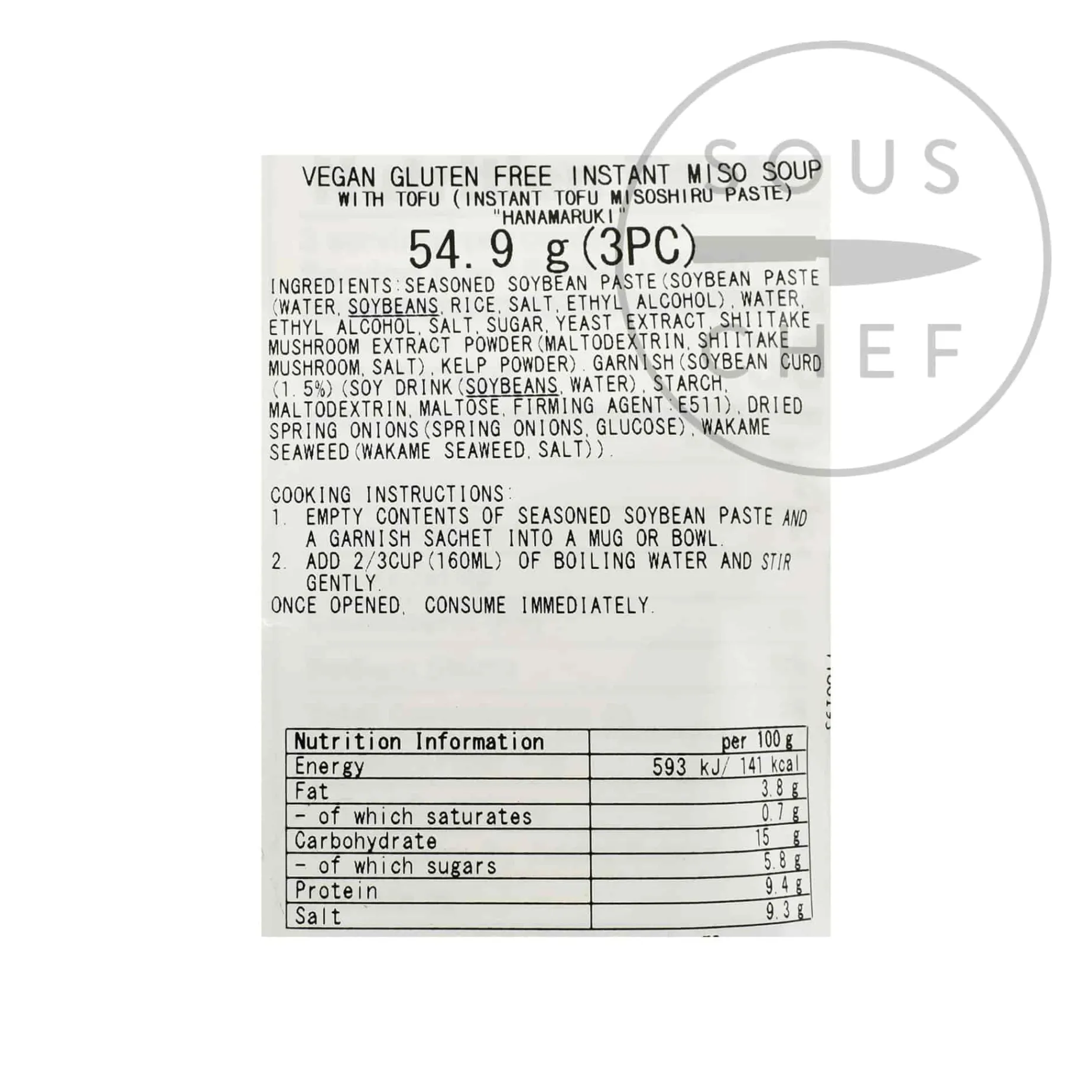 Hanamaruki Vegan Instant Miso Soup Tofu - 3 pack