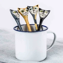 Hannah Turner Set of 4 Cat Spoons, 13cm