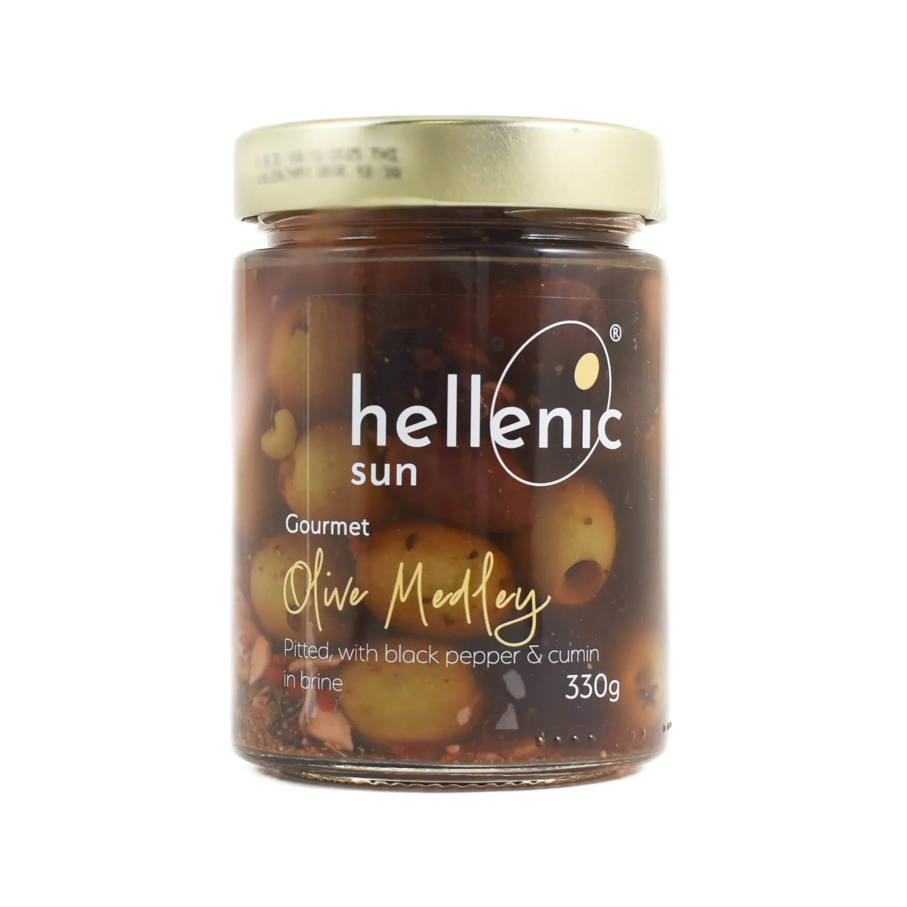 Hellenic Sun Pitted Olives Medley with Black Pepper & Cumin, 330g