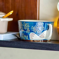 Hezha Blue Bowl with Bird, 13cm