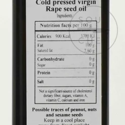 Huilerie Beaujolaise Organic Rapeseed Oil, Cold Pressed, 250ml