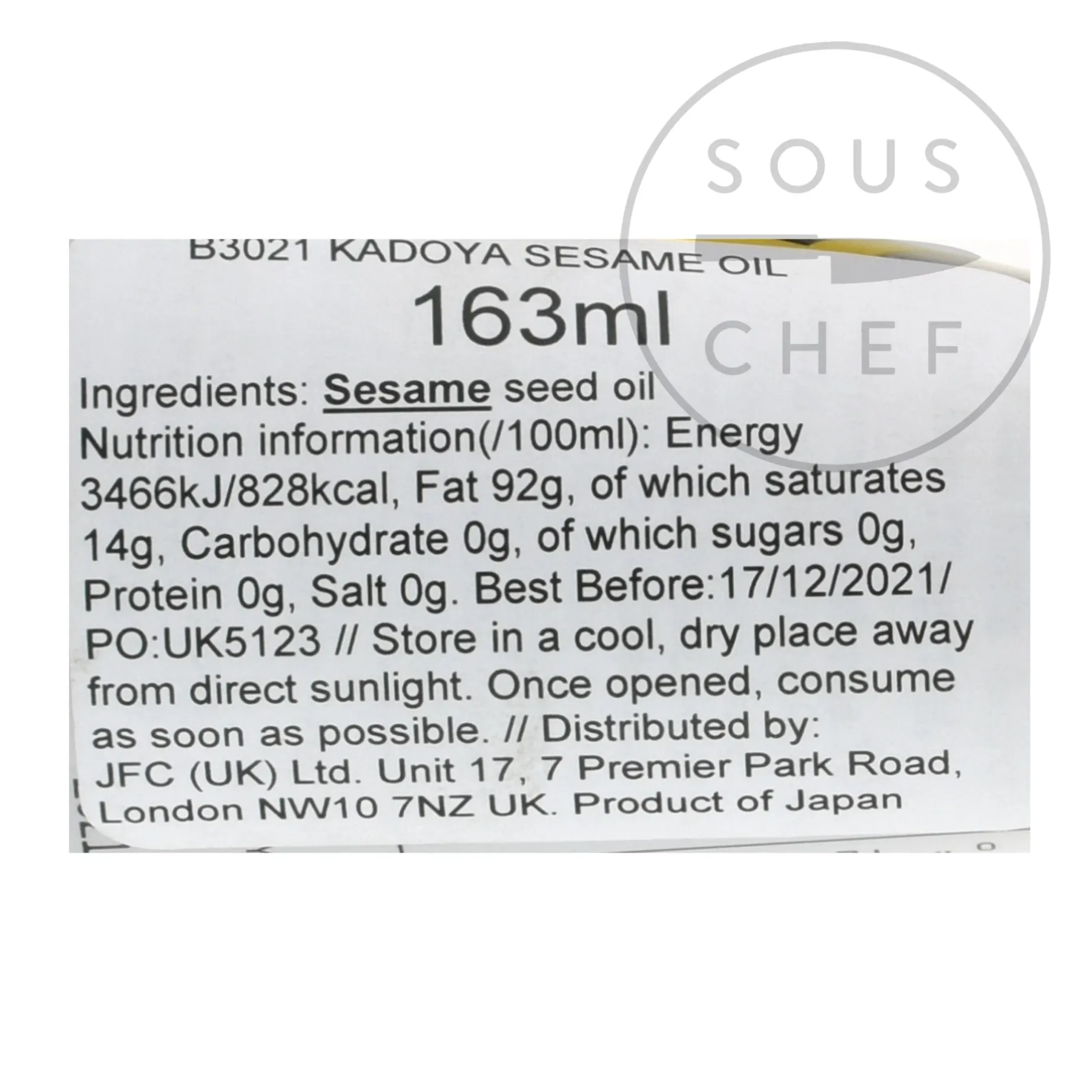 Kadoya Japanese Pure Sesame Oil, 163ml