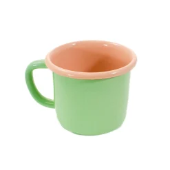 Kapka x Sous Chef Colourblock Enamel Mug, Green & Pink, 350ml