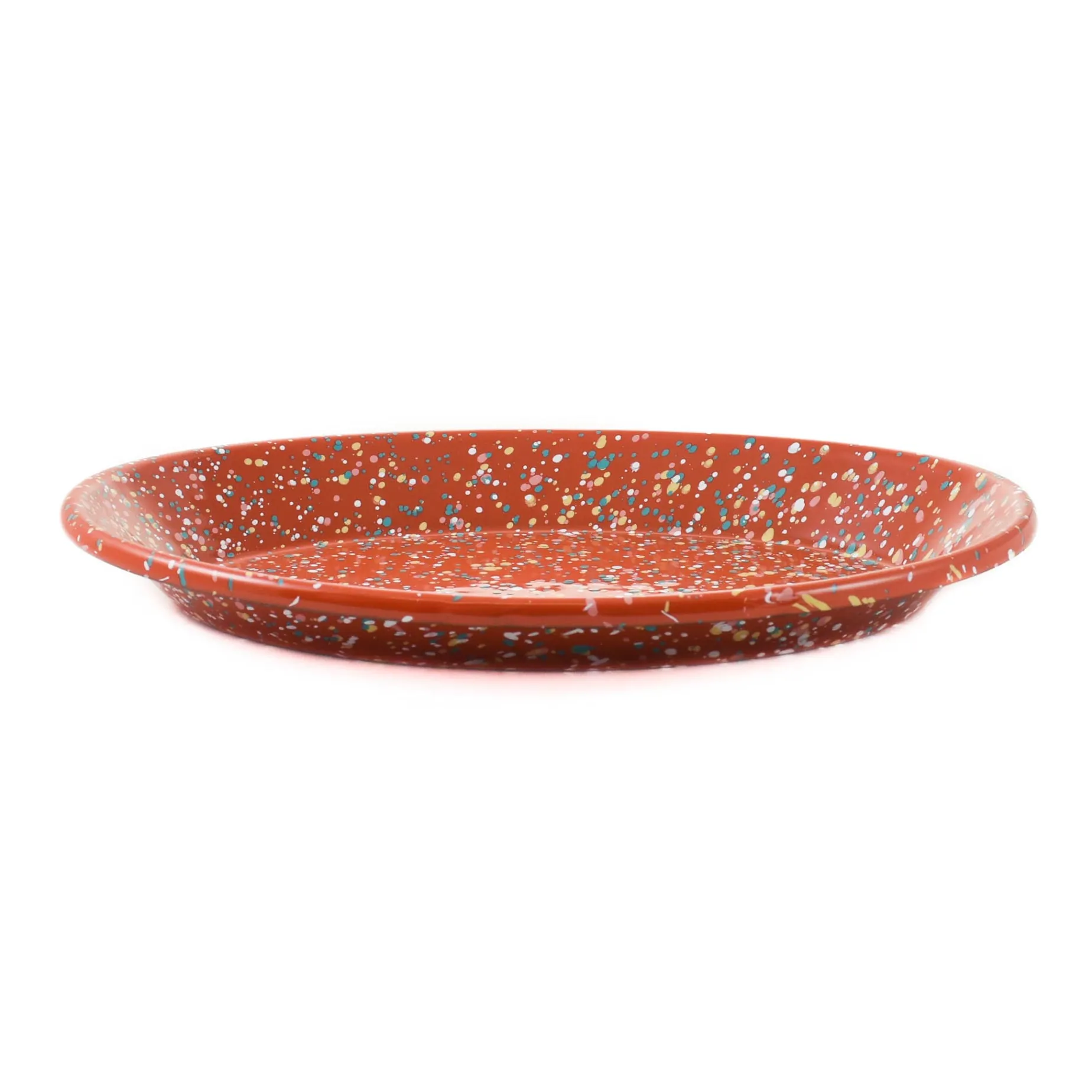 Kapka x Sous Chef Rust Splatter Enamel Oval Serving Tray, 31cm