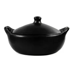 La Chamba Black Clay Low Oval Cocotte, 24x18cm